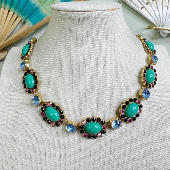 J. Crew Jewelry - J. Crew Statement Multicolour Necklace Gold Turquoise Blue and Pink Nice!